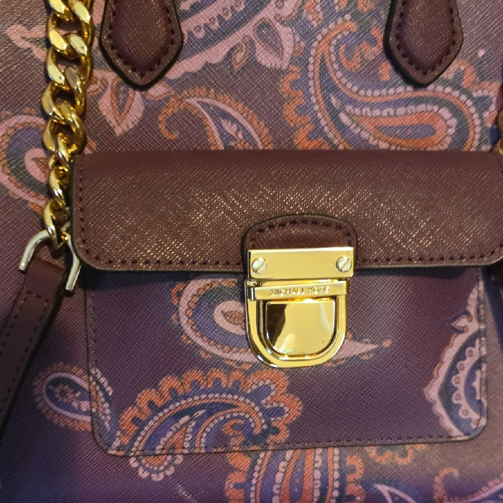 Michael Kors Purple and Gold Mini Bag with Paisley Print - Picture 4 of 4